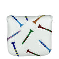 Golf putter protective sleeve with rocket pattern design in black and white options