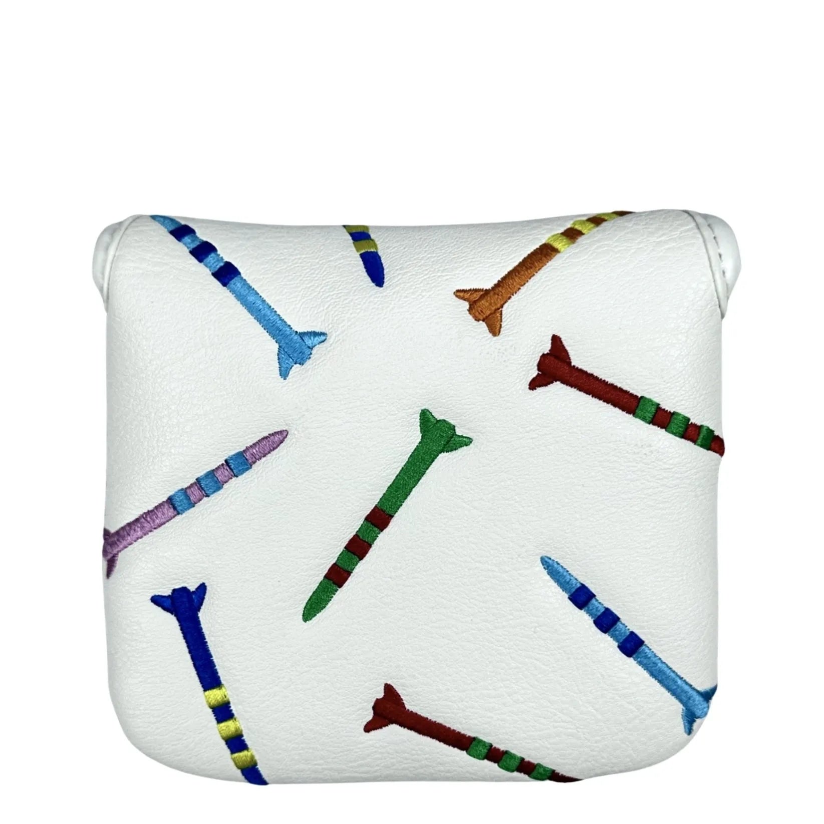 Golf putter protective sleeve with rocket pattern design in black and white options