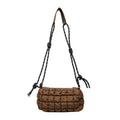 Women's soft nylon messenger bag in pillow shape with rhombus pattern and crossbody strap.
