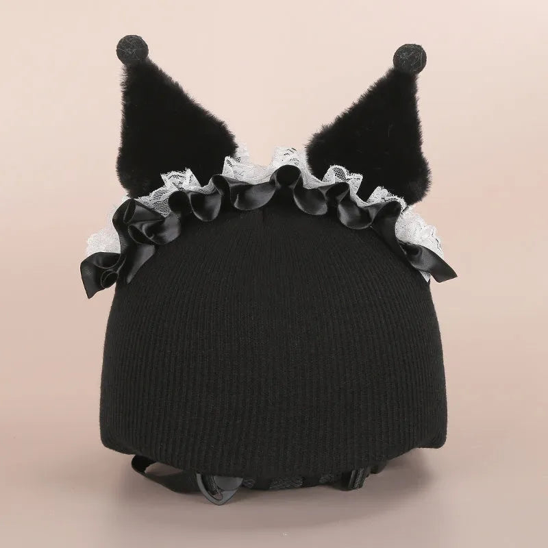 Plush fabric cartoon character helmet cover and matching hat cover set for costumes.