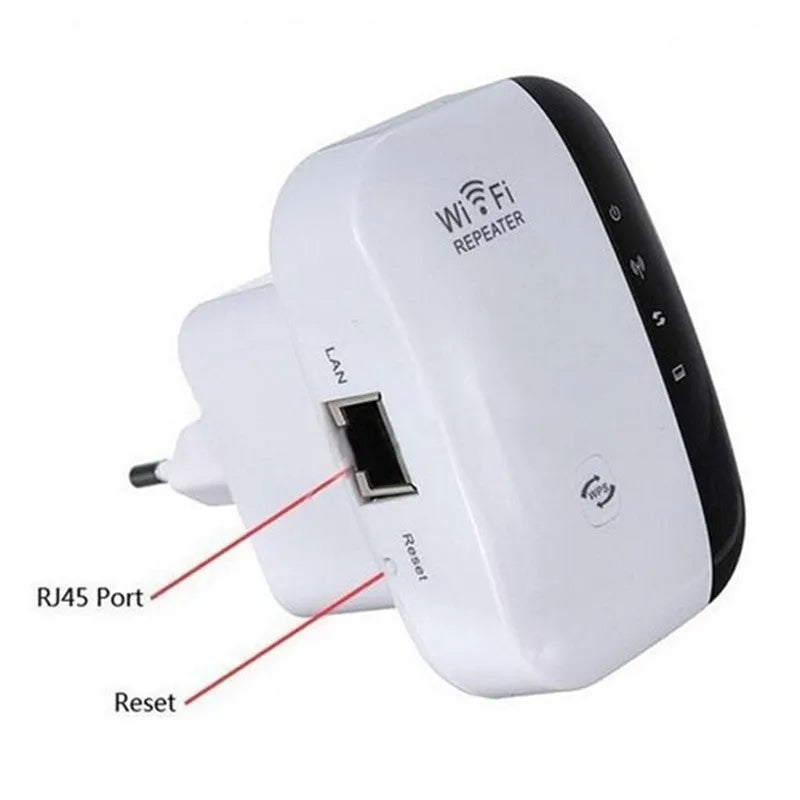Wireless WiFi Repeater 300Mbps with 2dBi antennas, UK plug, white and black