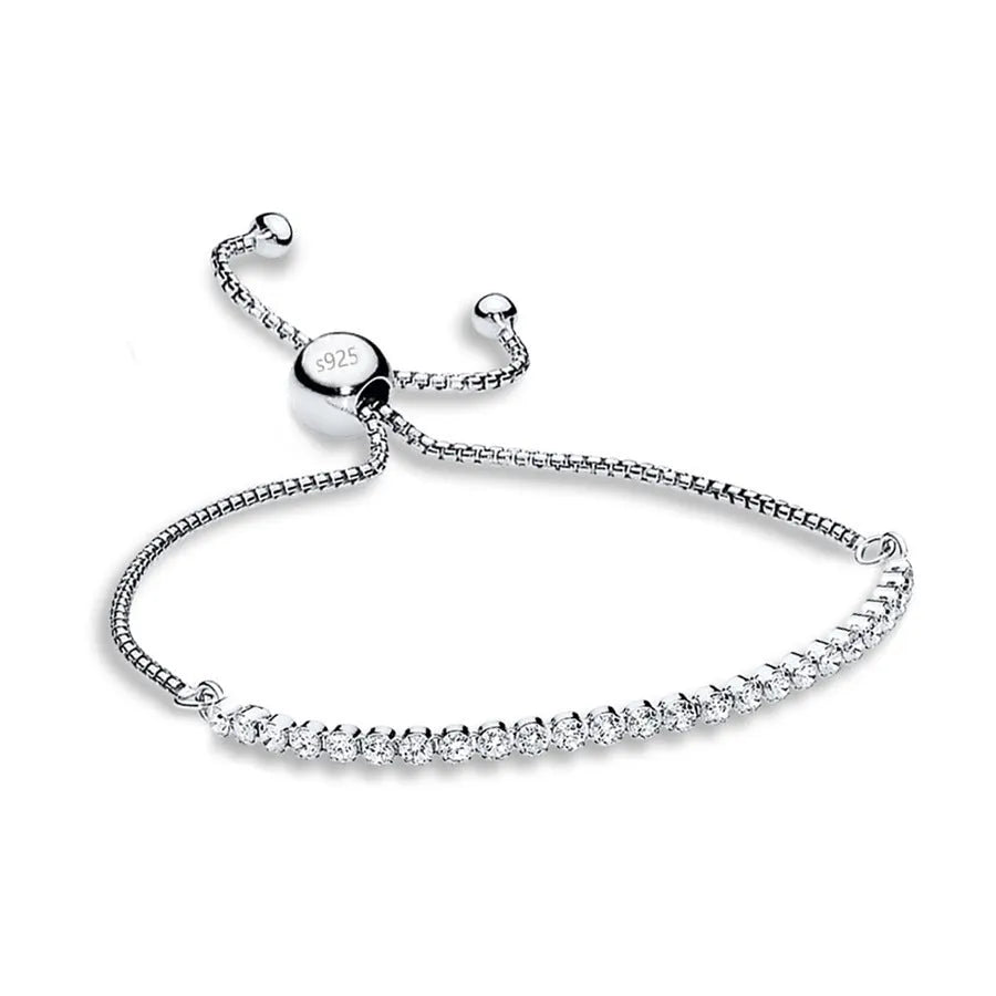Star Shining Bracelet in silver with platinum finish and zircon stone, 27cm length