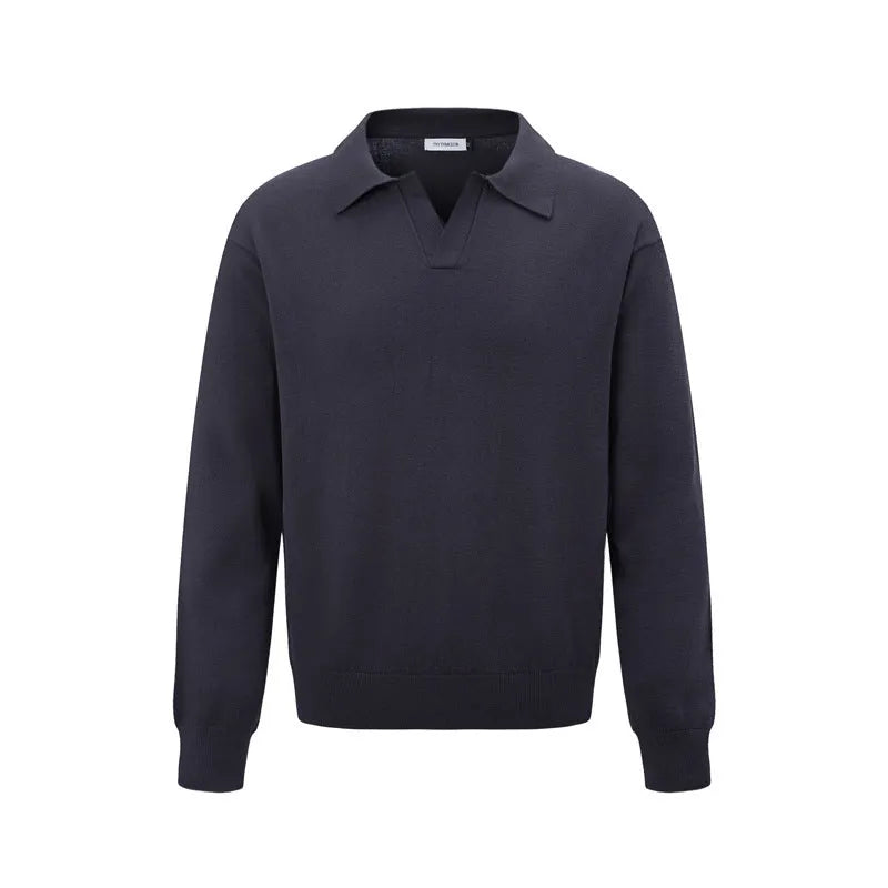 Loose fit men's bottoming shirt in beige, black or dark grey pullover style