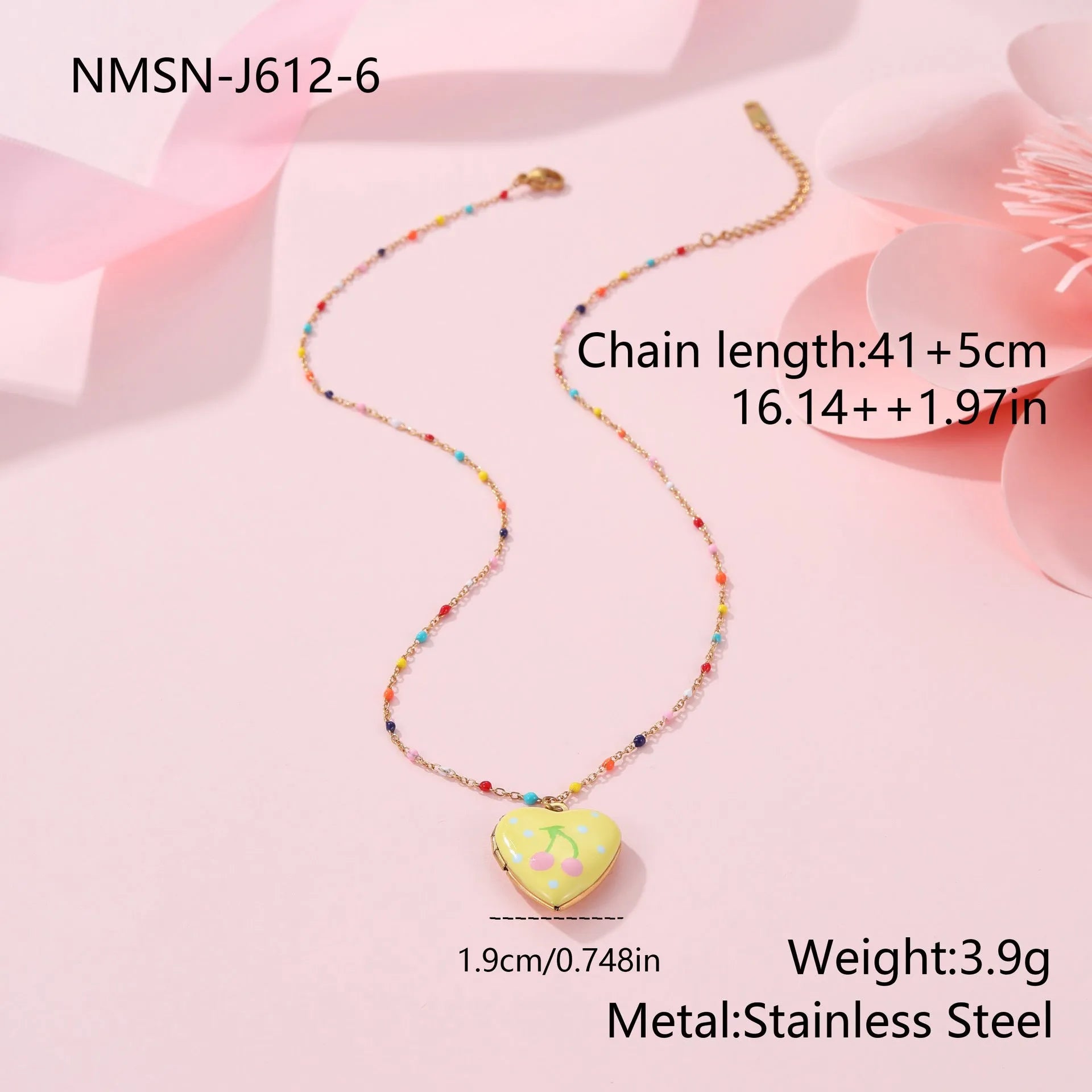 Gold-plated stainless steel necklace with fruit-shaped pendant on adjustable chain