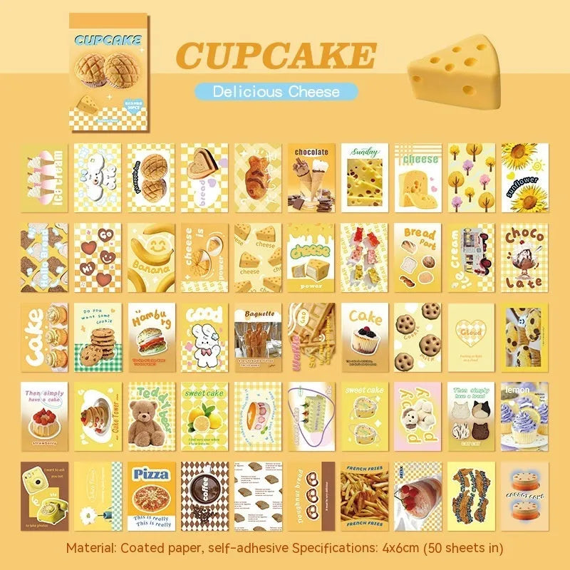 American retro cartoon sticker book showing six colour variants with 4x6cm adhesive sheets