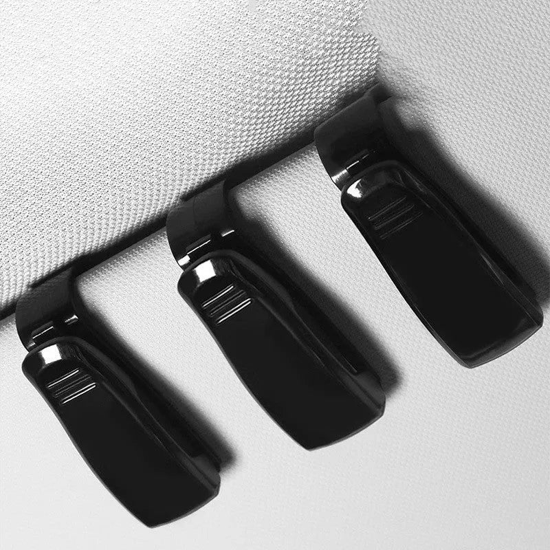 Black plastic car sun visor clip for holding sunglasses and cards