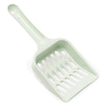 Blue plastic cat litter scoop for pets, 20 cm long, on a white background.