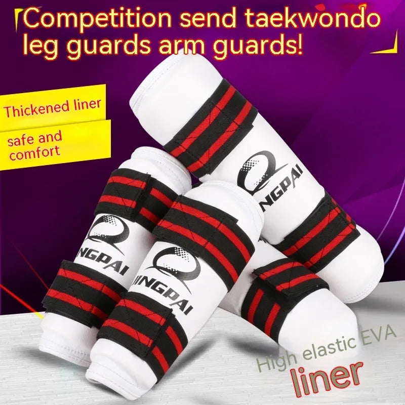 Taekwondo protective gear set with arm guards and leg protectors in PU EVA foam