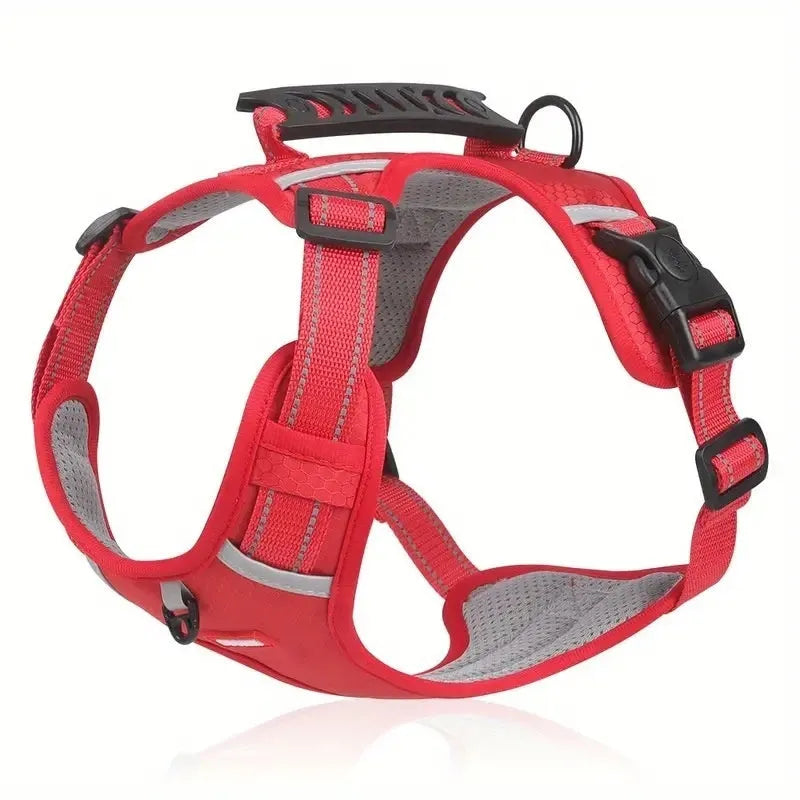 Polyester dog harness in multiple colours with chest attachment for secure walking control