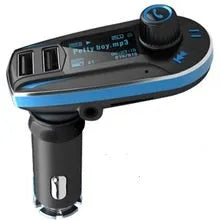BT618C black vehicle Bluetooth FM transmitter with LCD screen and USB port for car audio connectivity
