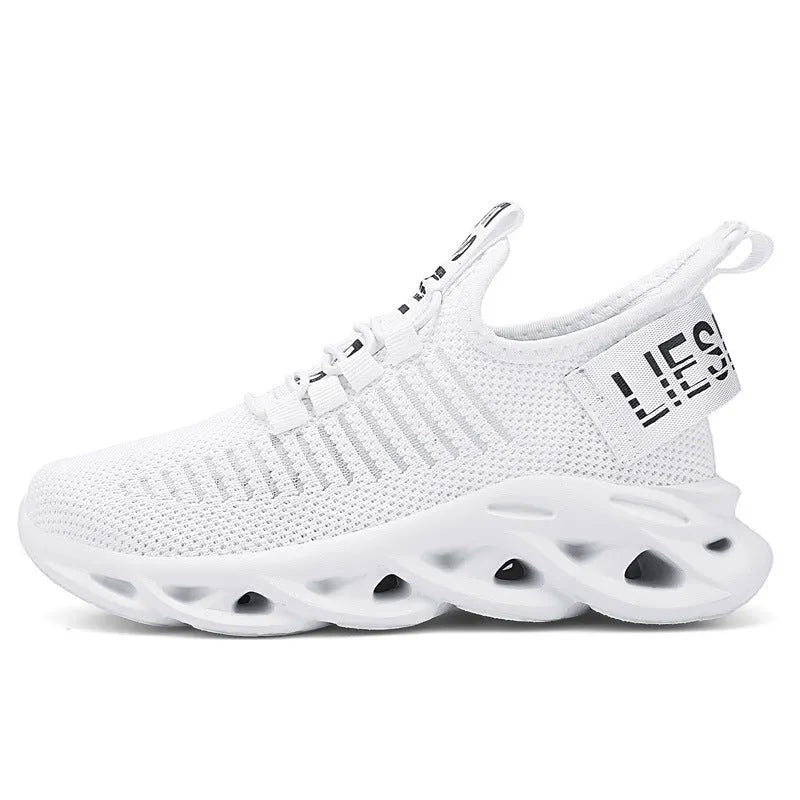 Children's Velcro sneakers in black, khaki, or white with fabric upper and EVA sole