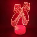 Ballet dancing shoes 3D LED night light with remote control showing seven colour options