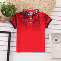 Boys short sleeve cotton shirt with lapel collar in solid colours for children aged 3-8