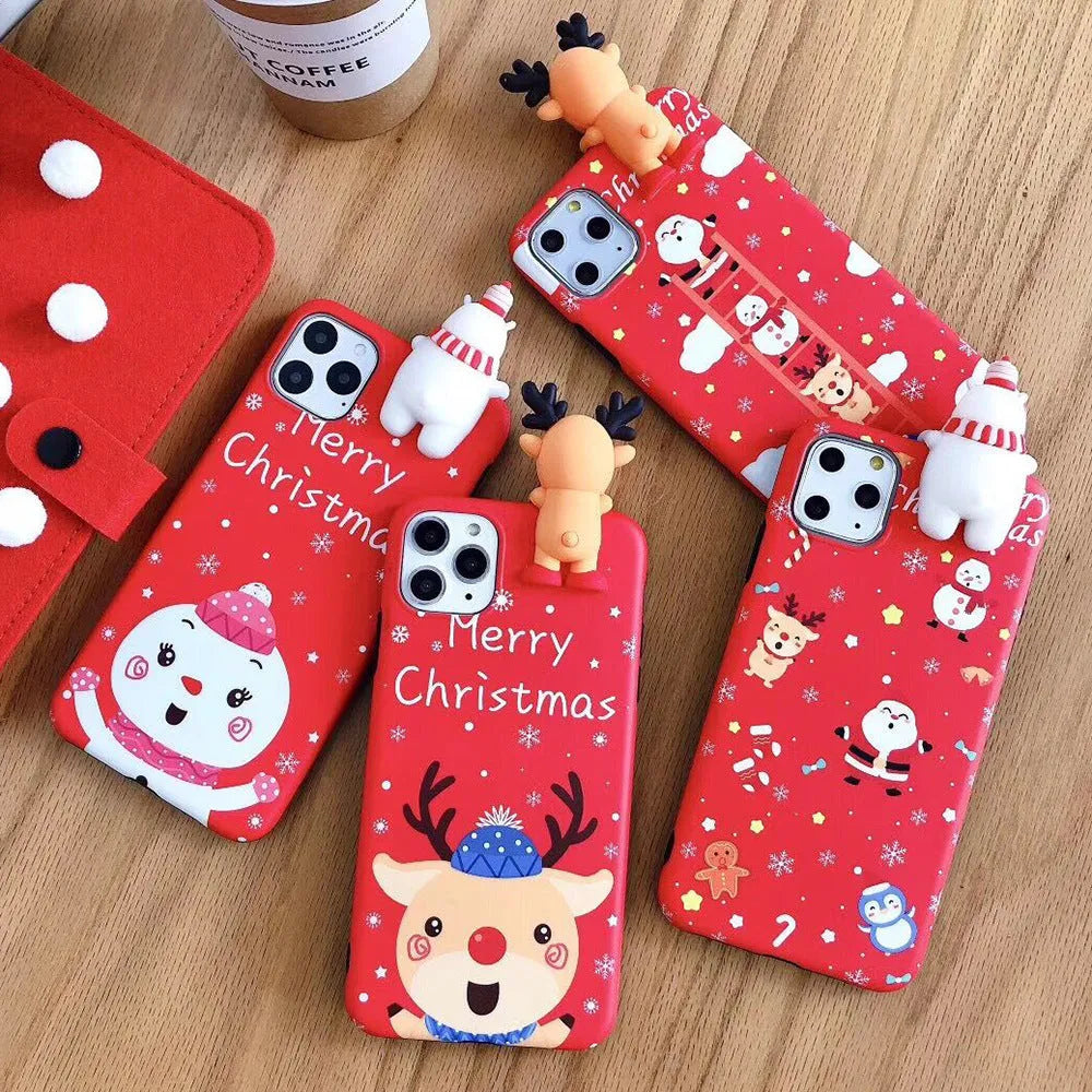 Red and green Christmas design silicone back cover case for an iPhone.