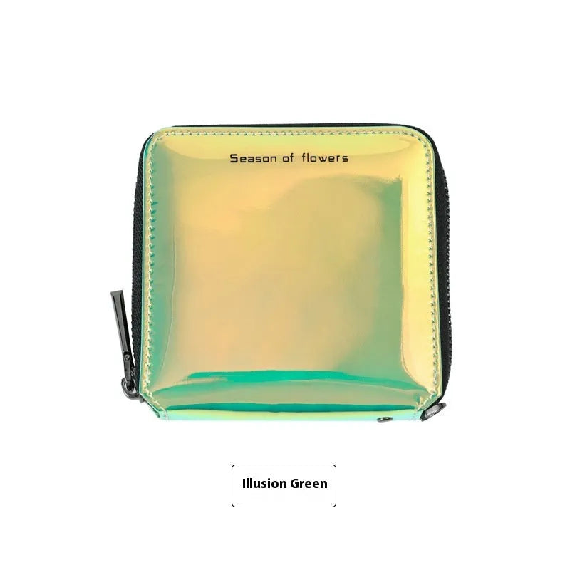 Women's short folding Korean style wallet in PU leather with compact 11cm dimensions