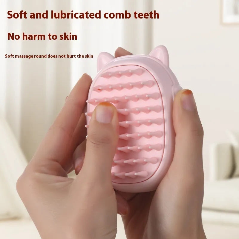 Pink and yellow pet comb laser grooming brush for cats and dogs