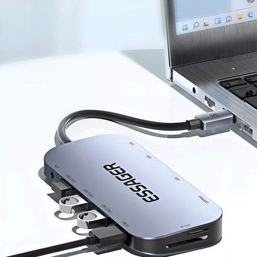 11-in-1 USB-C expansion dock with a 20cm cable and Gigabit Ethernet port.