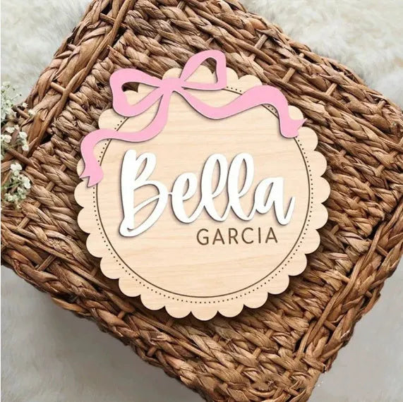 Square wooden baby room decoration ornament with space for a customised name