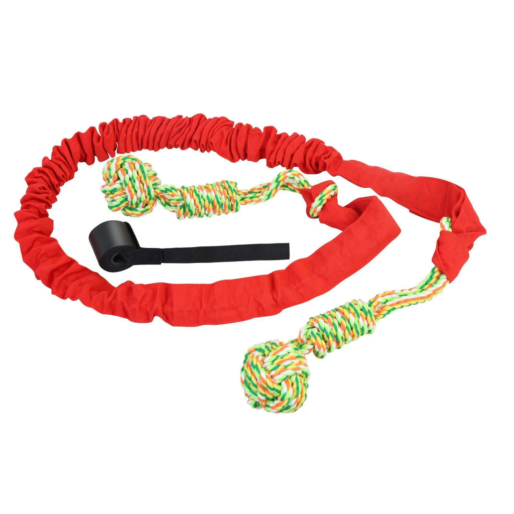 Cotton thread dog tug of war rope toy in black, grey, or red colour options