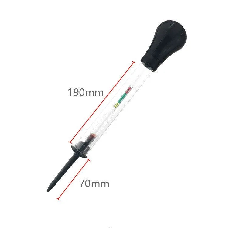 Electrohydraulic hydrometer battery tester with glass construction and 330 mm length