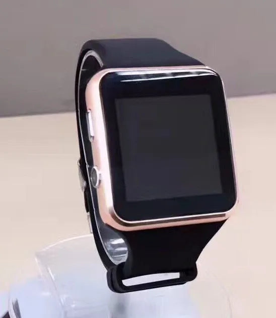 Black smart watch with 1.54 inch touch screen and silicone strap on wrist