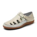 Women's plus size flat sandals with hollow breathable design and toe cap in blue colour