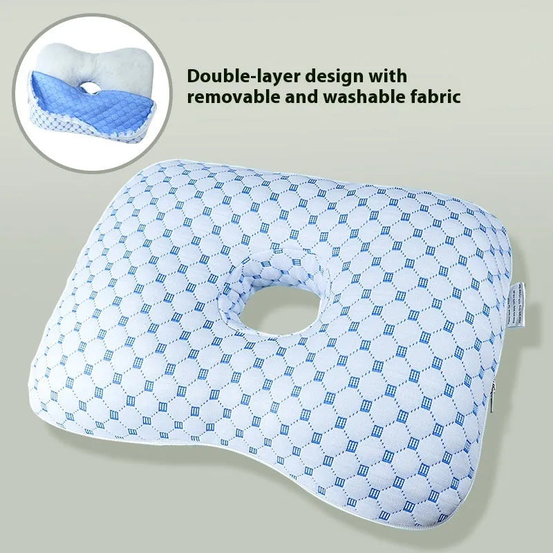 Beauty salon single hole ear pillow for adult facial treatments in 39x28x6cm size with detachable pillowcase