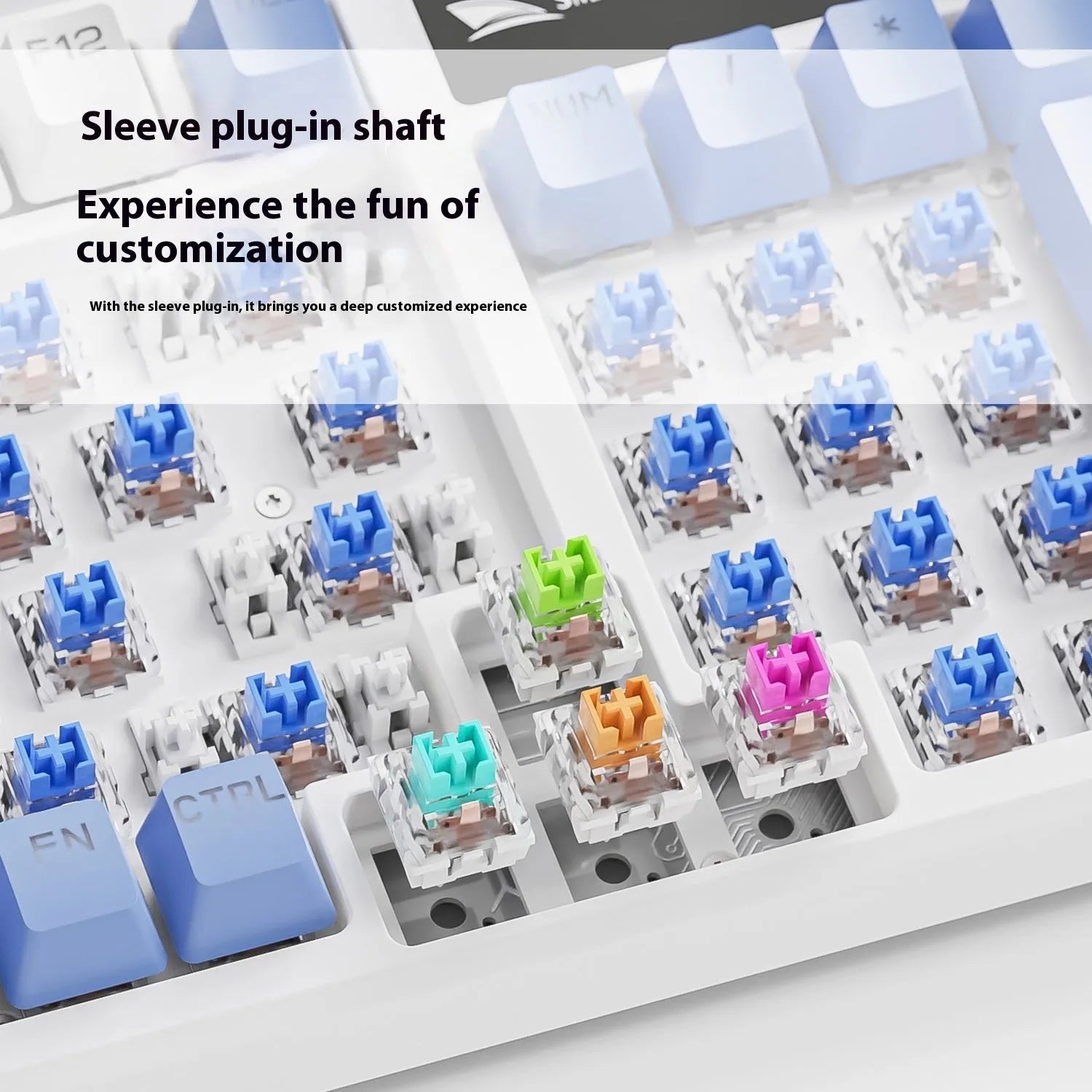 SK15 wired mechanical gaming keyboard with control knob in three colour options: Black, Sunset Orange, and Autumn Water Blue