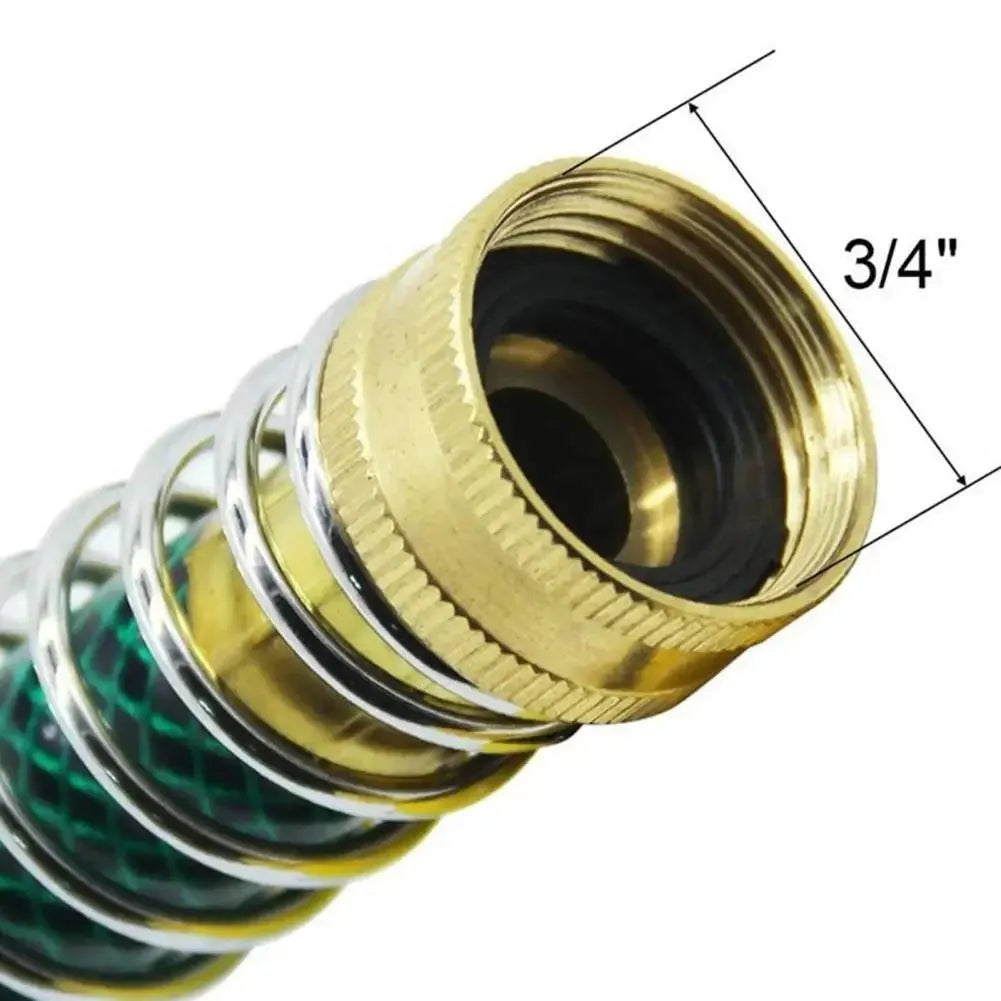 15cm long brass garden hose connector with a visible internal spiral spring