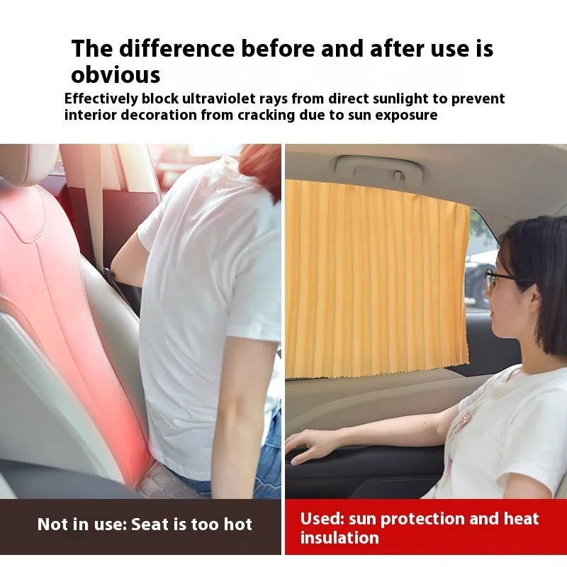 Car magnetic sunshade polyester four-piece set in silver colour for full car window coverage