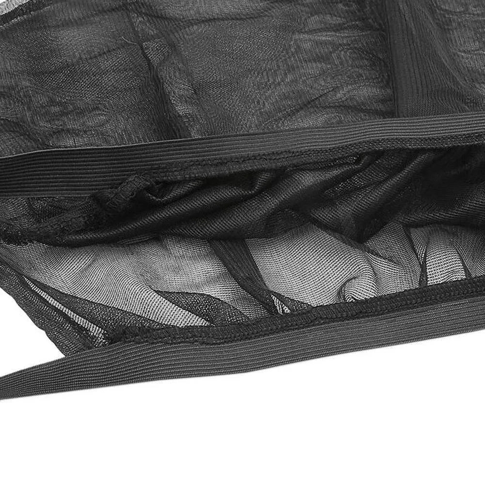 Non-woven fabric mesh car side window sun shade with elastic edge for front and rear windows.