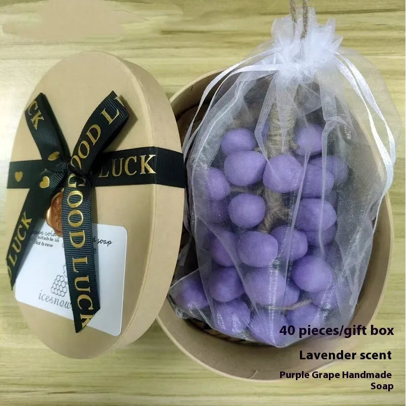 Handmade grape cleansing soap bar, 120g net content, in green grape, black grape, litchi and purple grape variants