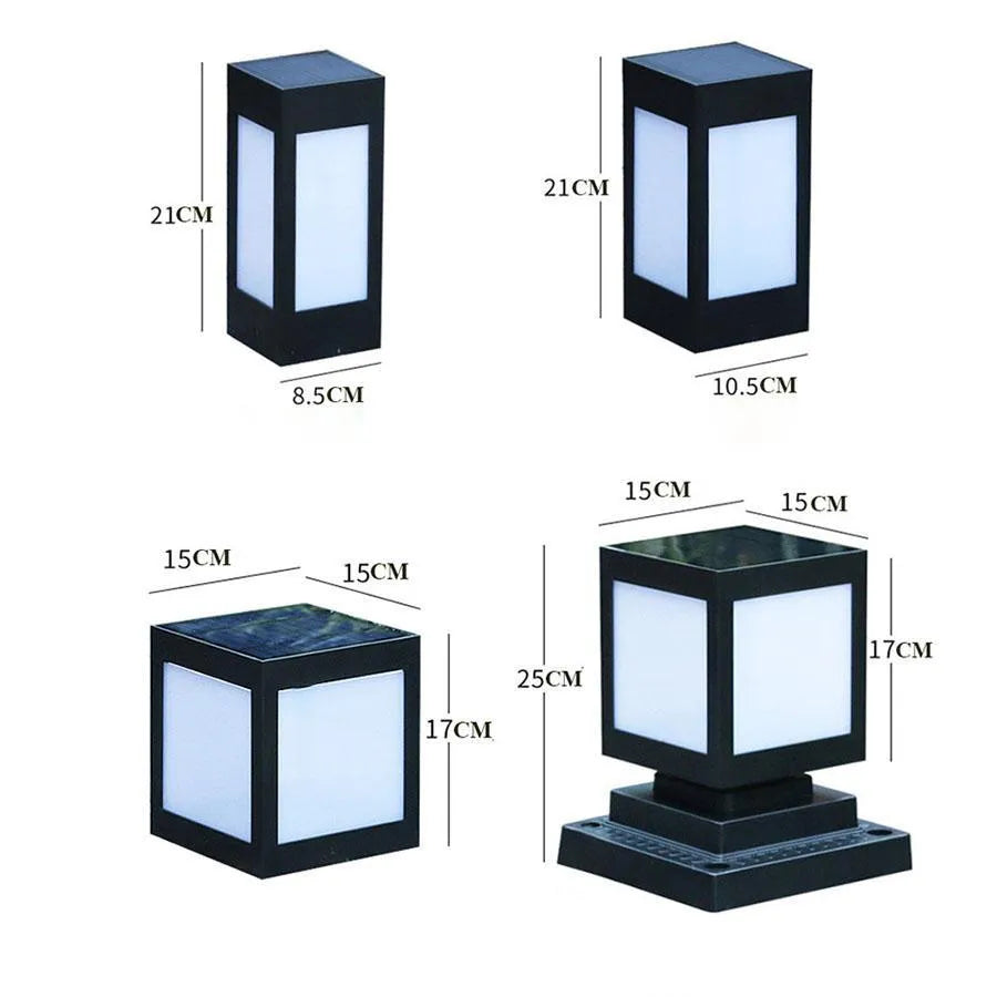 Solar garden light with LED illumination for outdoor courtyards and patios