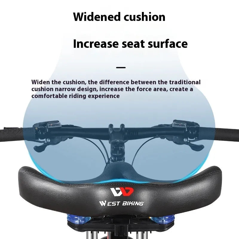 Black leather bicycle seat cushion with polyurethane foam padding for shock absorption
