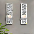 Pair of silver mirror glass wall-mounted candle holders with modern design