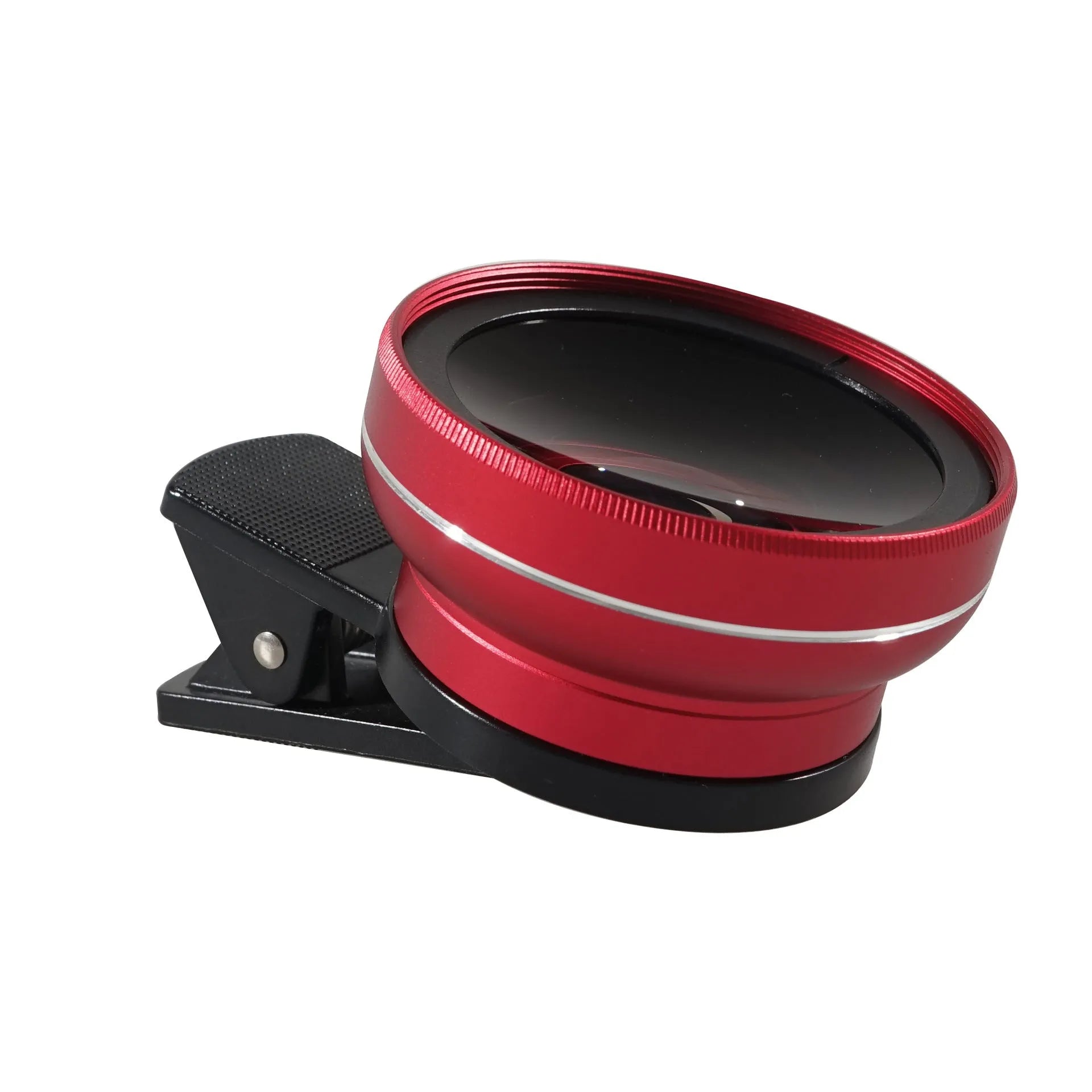 LIEQI external wide-angle and macro smartphone camera lens in metal housing.