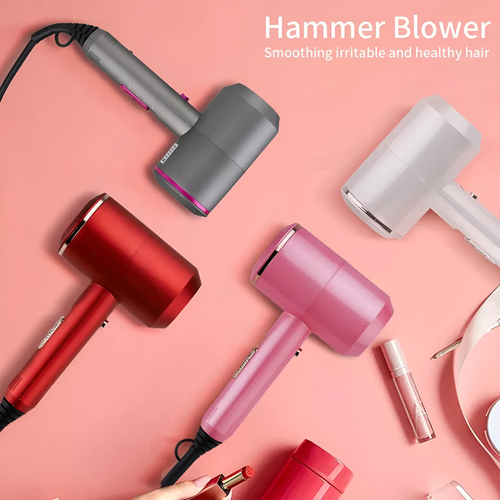 Hotel hammer hair dryer 1800/2000W dual voltage with two air nozzles and diffuser in grey