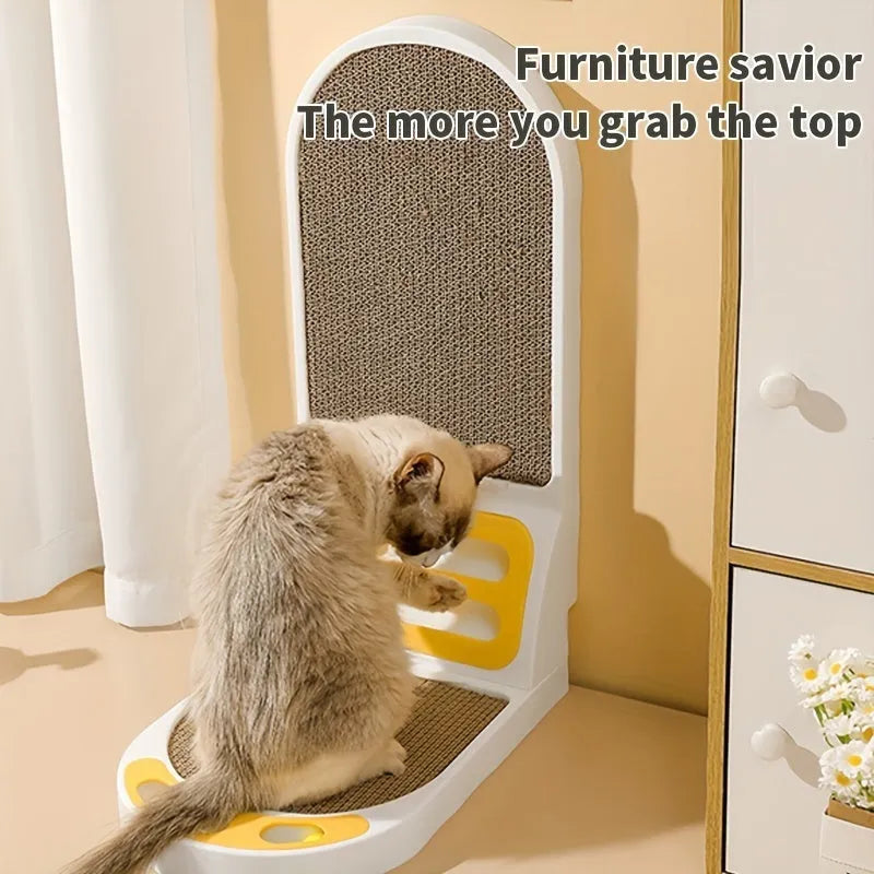 L-shape cat scratching board with sisal scratching surface and carpet base