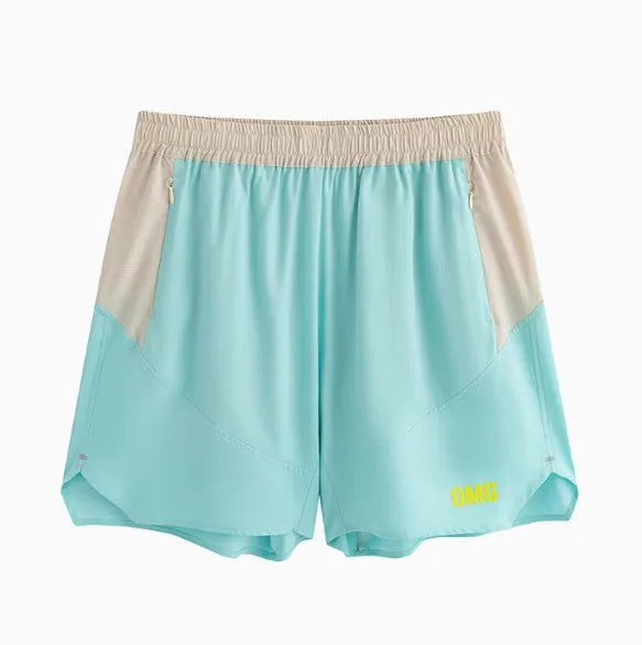 Men's loose workout shorts in dark rock ash colour with elastic waistband and lace-up fly