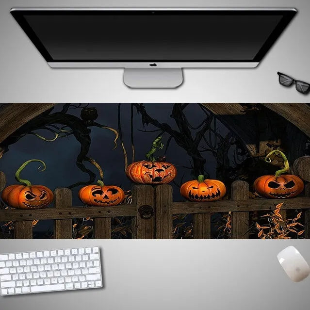 Halloween mouse pad with non-slip rubber cloth material in oversized dimensions for gaming