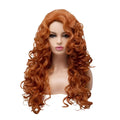 Brown long wavy curly cosplay wig on wig head cover