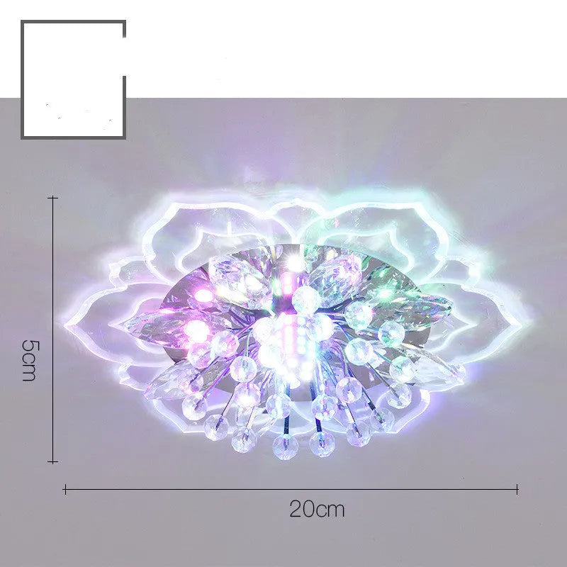 Modern crystal and acrylic ceiling lamp with flower-shaped shade in concealed and exposed installation styles