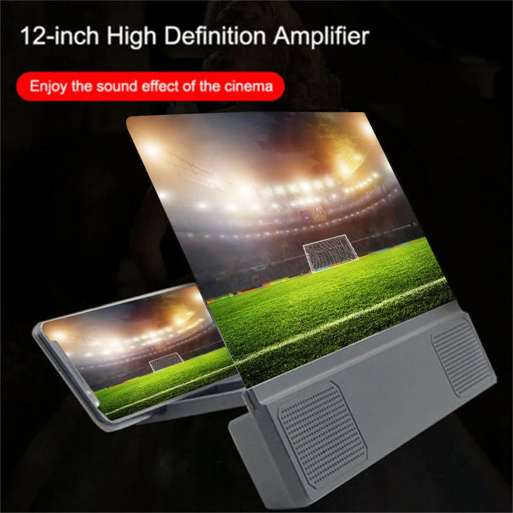 12-inch portable mobile phone screen amplifier with flexible gooseneck stand on a table