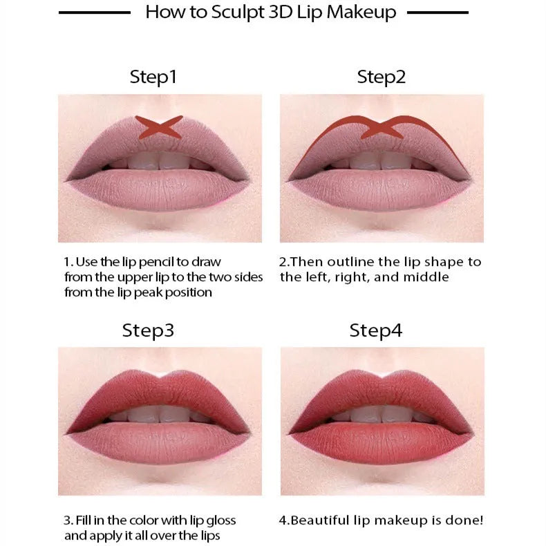 Matte finish lip liner pencil in wooden tone showing waterproof 24-hour formula