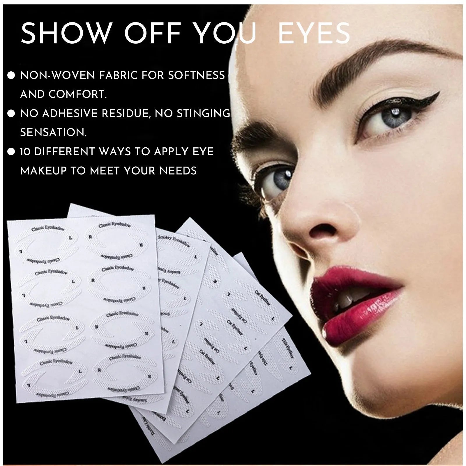 Set of 4 reusable eyeliner stencil templates for winged eyeliner and eyeshadow application