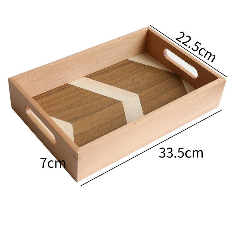 Wooden cake tray size A 30x34x4cm, natural wood colour, on table with cake