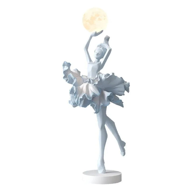 Art Girl modern resin night lamp in black gold, white, pink, or light blue with USB charging.