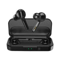 Black true wireless Bluetooth earbuds with in-ear design and IPX5 waterproof rating.