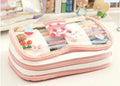 Japanese transparent heart-shaped pen bag with rabbit designs in TPU material