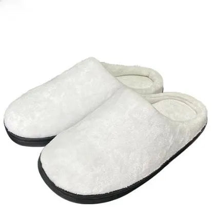 Pair of pattern printed flannel cotton slippers with a TPR sole.